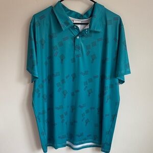 Teal Patterned Men's Polo Shirt